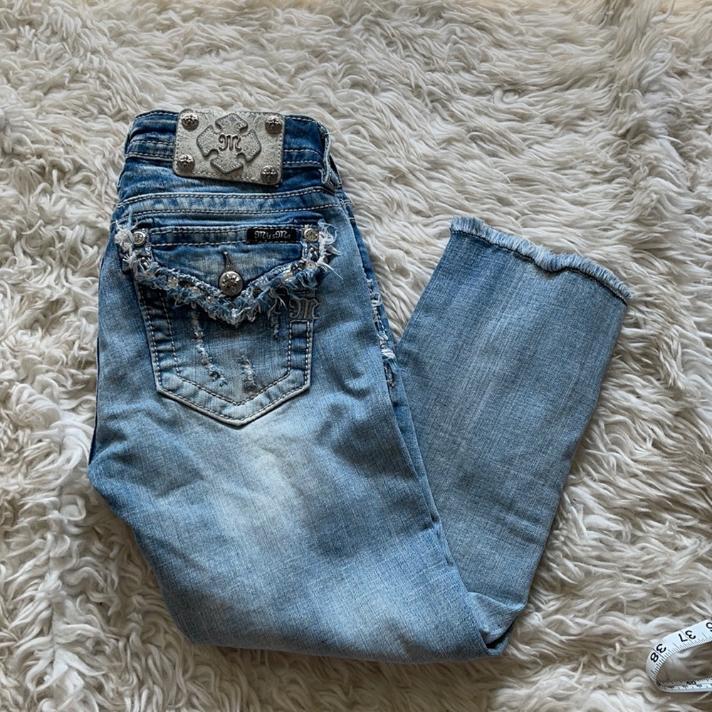 Miss Me Fringe Cuffed Crop Capris Jeans Size 26